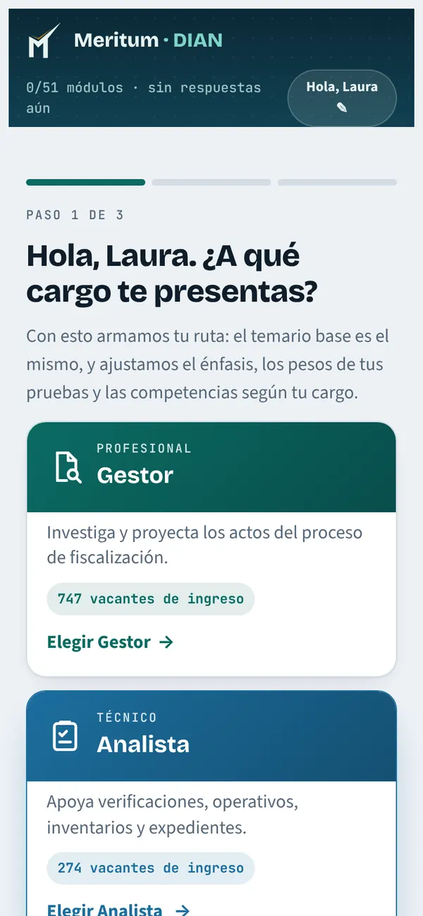 Eliges tu cargo: Gestor, Analista, Inspector o Facilitador: el temario se ajusta a tu empleo.